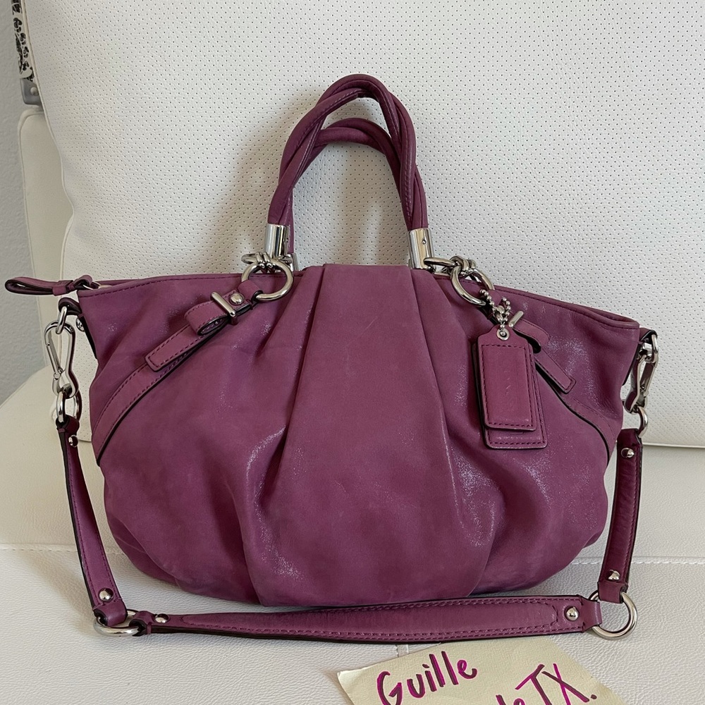 Coach Madison Sophia Pleated Rose Leather Shoulder Satchel Purse F22563